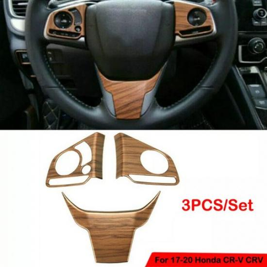 Peach Wood Grain 3X Steering Wheel Decor Cover Trim For Honda CR-V CRV 2017-