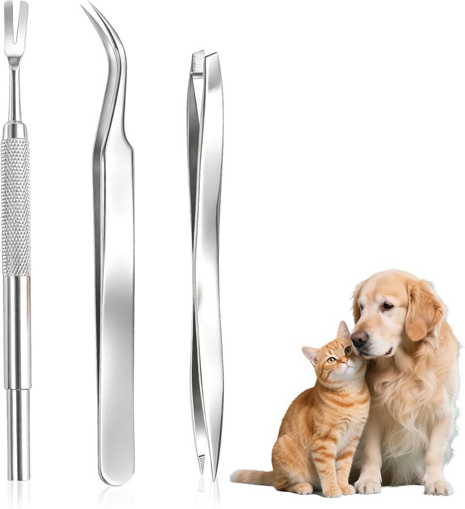 Professional Tick Removal Tool Set 1Set Tick Tweezers Fast & Safe Tick Remover for Dogs Cats Pets Grooming Accessories Supplies