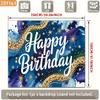 2D Birthday Photography Backdrop Blue Gold Watercolor with Star and Confetti Background