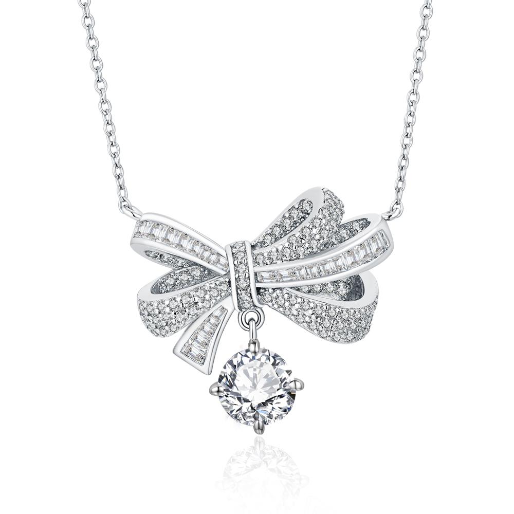 Special Counter Cute 2ct 925 Sterling Silver Custom Luxury 8.0MM Moissanite Wedding Necklace for Women and Girls 50CM