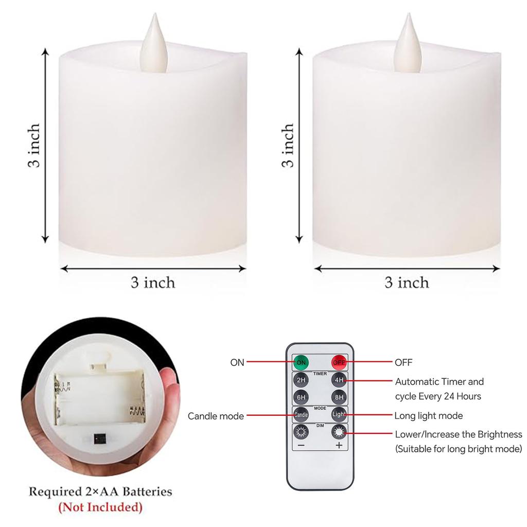 Ivory Flameless Pillar Candles with Remote, LED Candles Battery Operated, Real Wax Electric Candles Flickering