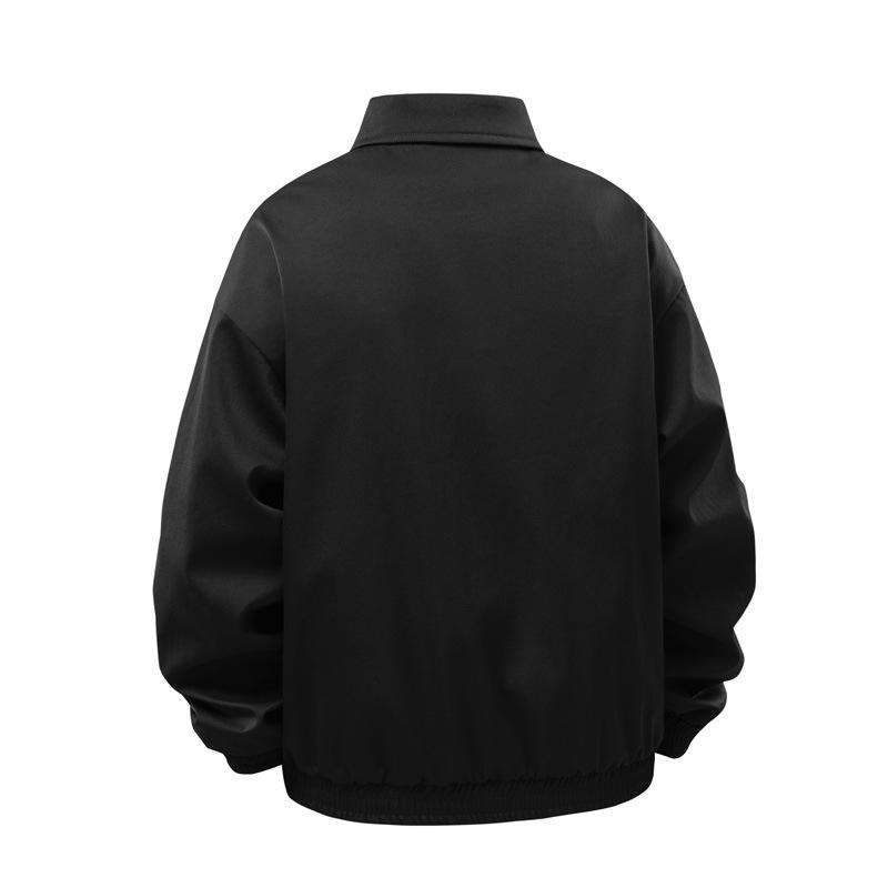 Men Spring Simple Collar Plus Size Workwear New Trend Loose Casual Solid Color Versatile Jacket