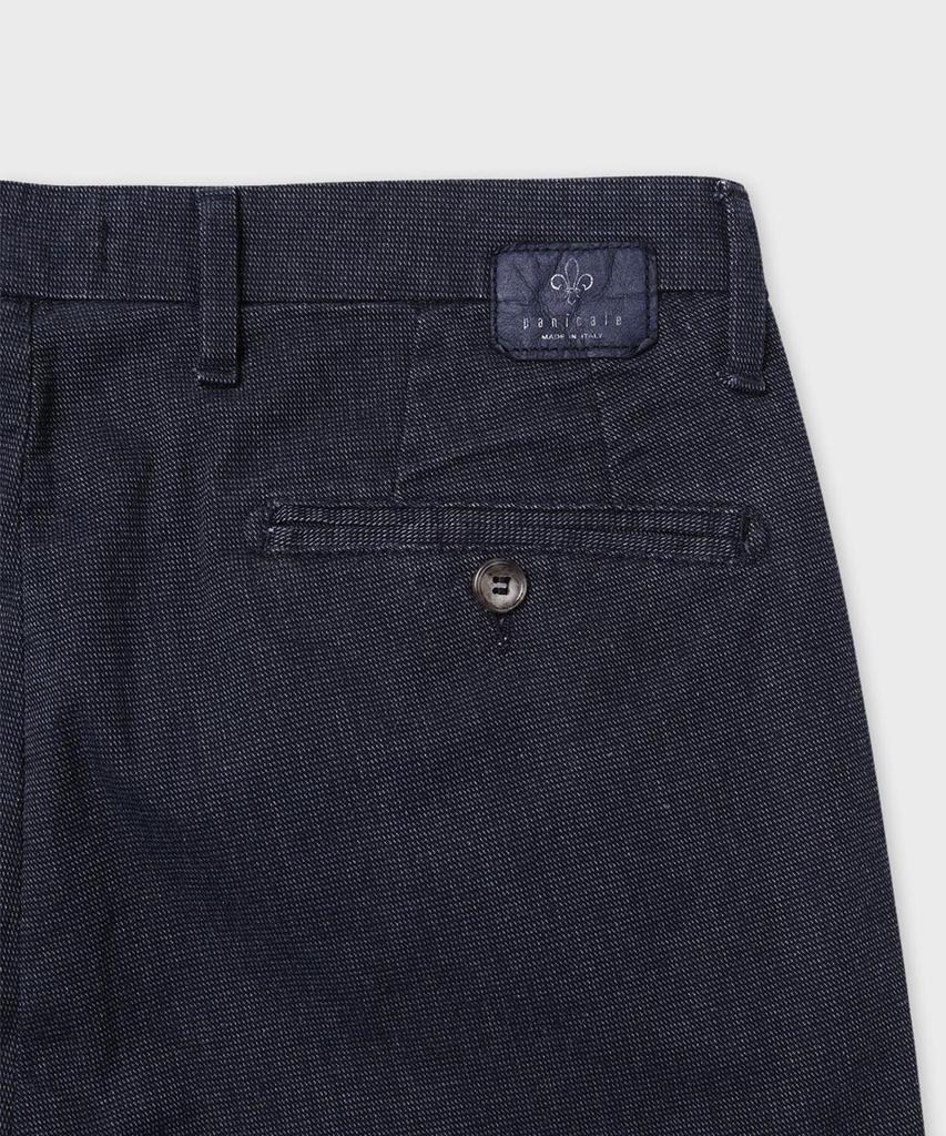 PANICALE Slim Fit Textured Cotton Pants [Navy]