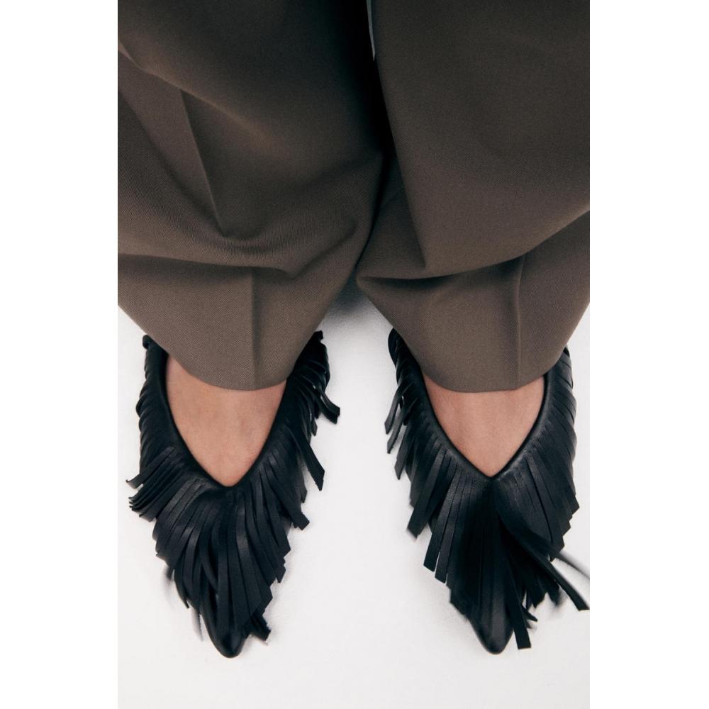 

Cos Japan Tassel Leather Slingback Ballet Flat Shoes