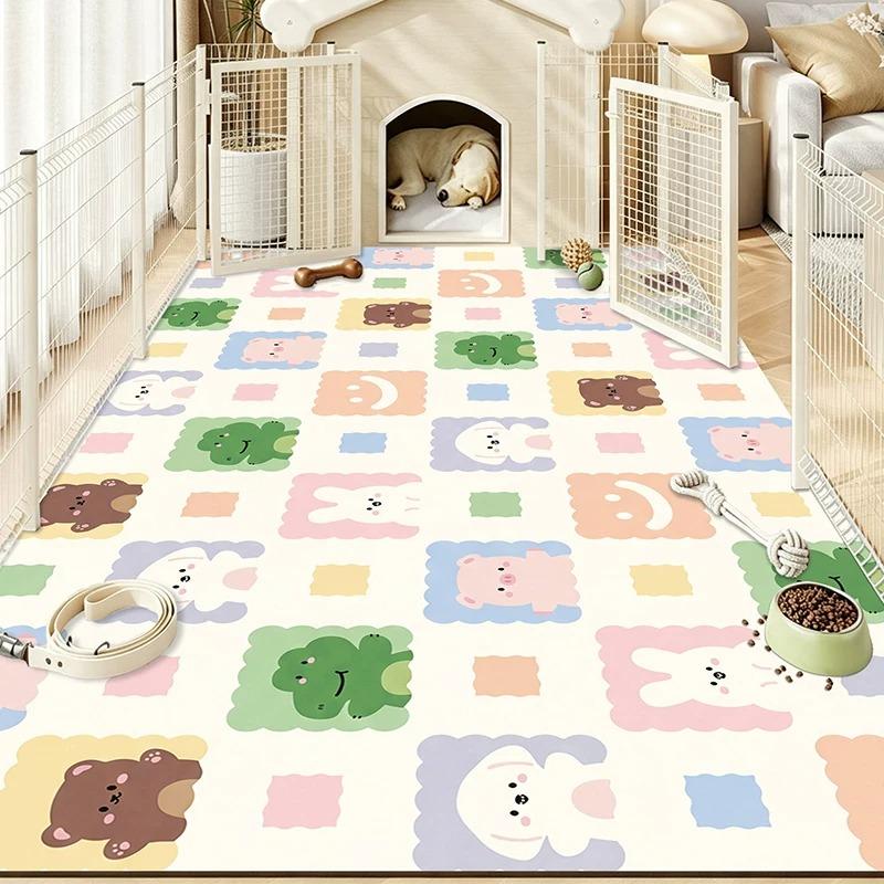 Cartoon Pet Rug Waterproof Urine-proof Scrubable Washable Rugs Cat Dog Kennel Fence Floor Mat Pvc Leather Mats Carpet Tapete