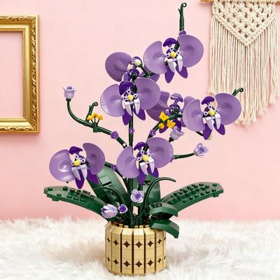 Non-Toxic 832Pcs Phalaenopsis Orchid Building Blocks Preserved Flower Vase Bricks Home Deco Ornament Kids Diy Toys Romantic Holiday Gifts