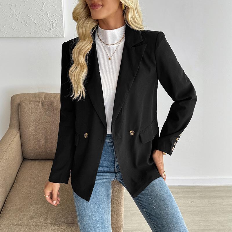 YYFS Women's Fashion Casual Solid Color Print Autumn Winter Long Sleeve POLO Neck Jackets & Coats