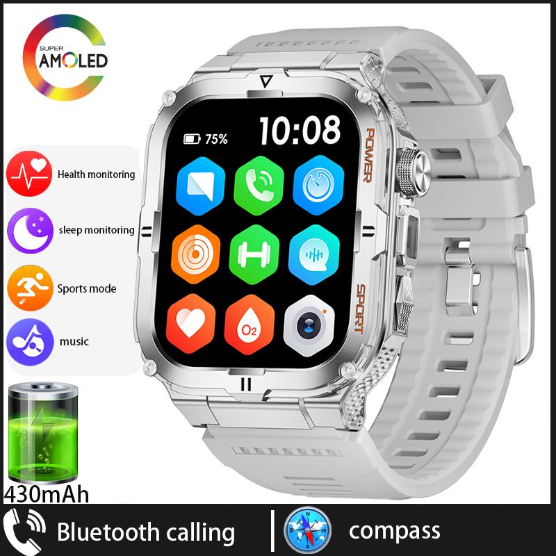 

New Outdoor Sport Smart Watch Men 1.96 HD Screen LED Flashlight 430mAh Battery 3ATM Waterproof Bluetooth Call Smartwatch Sport Smart Watch