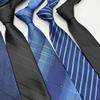 Men's 8cm Black Striped Polyester Silk Tie – Hand-tied Professional Business & Formal Wedding Accessory