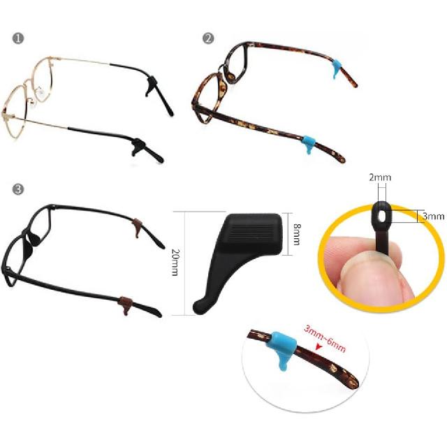 Maya Star 2 Pairs Lengthened TR Material Eyeglasses Replacement Temples + Eyeglass Ear Hooks, Anti-Slip Silicone Eyeglass End Tips Ear 119x6.3mm