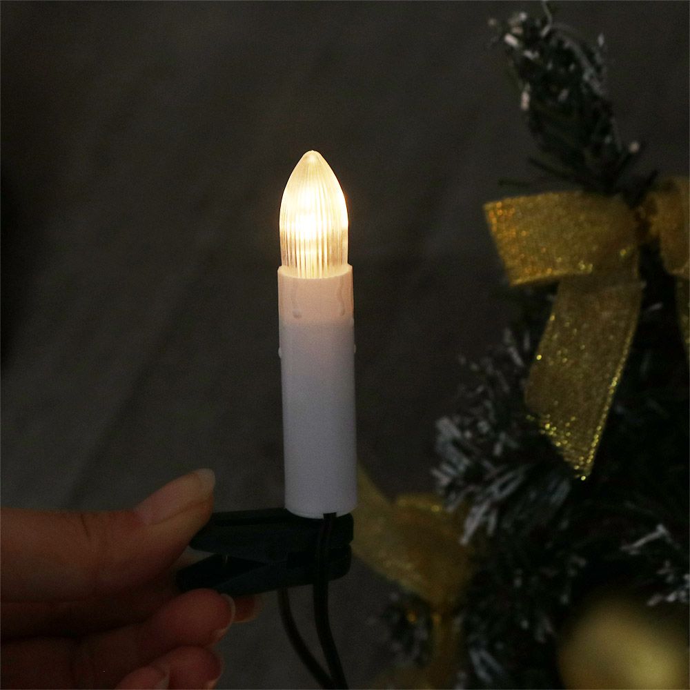20PCS Flameless LED Candle String Clip-on Cone Shaped Christmas Tree Decorative Light Warm Light USB Powered