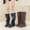 Retro niche design sense British style thick heel high knight boots women's 2025 autumn and winter new versatile stacking boots