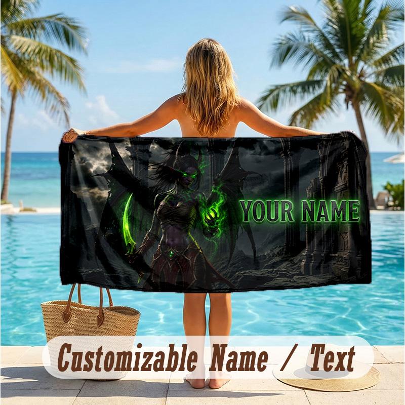 Custom Text Beach Towel, Soft Absorbent Swimming Multi-use TowelWorld of Warcraft