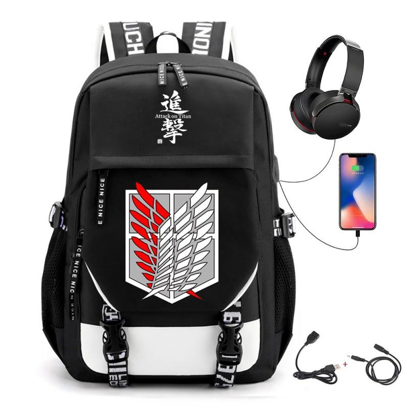 Anime-Inspired Canvas Backpack Students Travelers With USB Charging Port Breathable Padded Straps Unisex School Bag