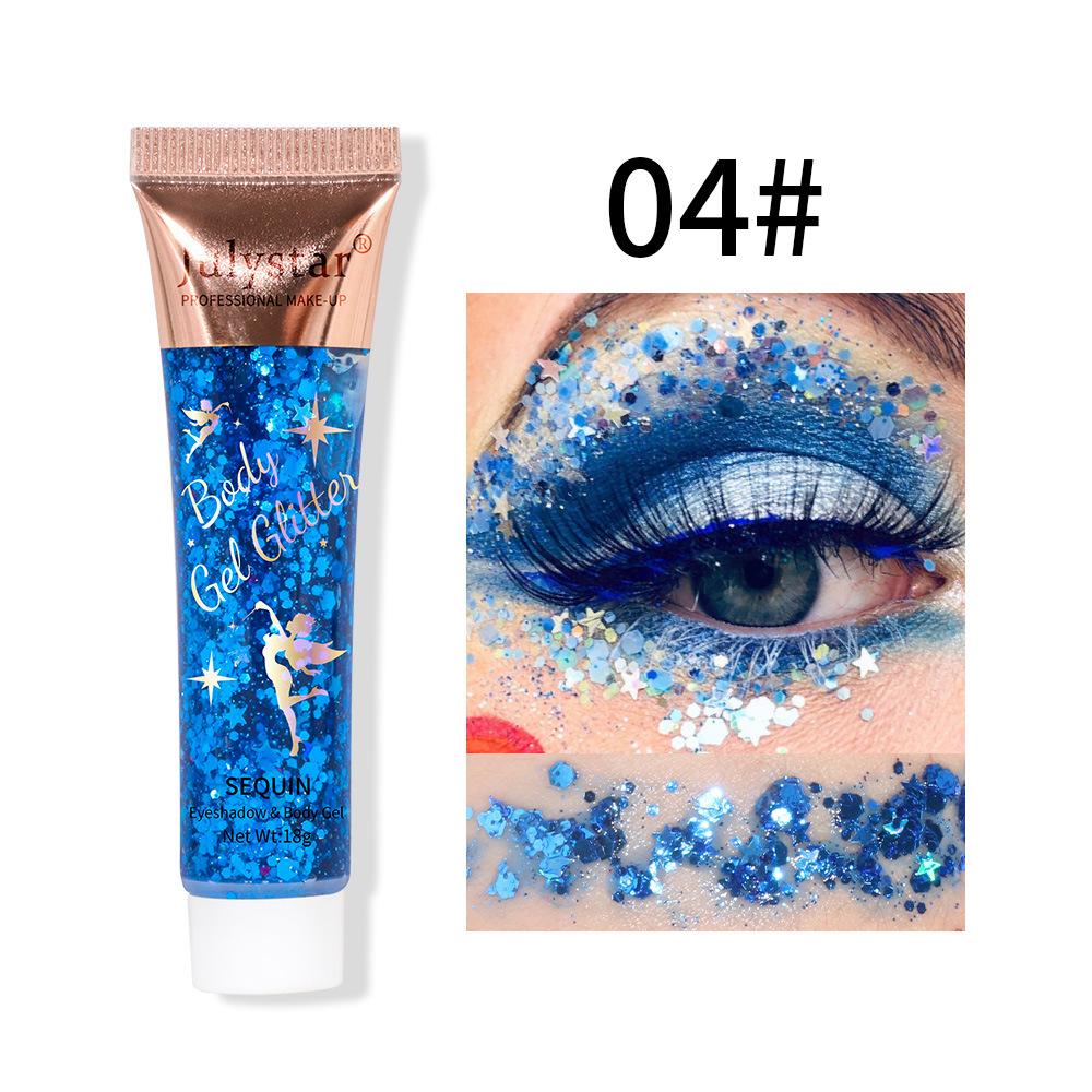 Julystar Body Gel Glitter Sequin Eyeshadow Mermaid Scale Liquid Glitter Gel Face Lip Hair Body Shimmer Sparkle Pigment Festival Party Makeup