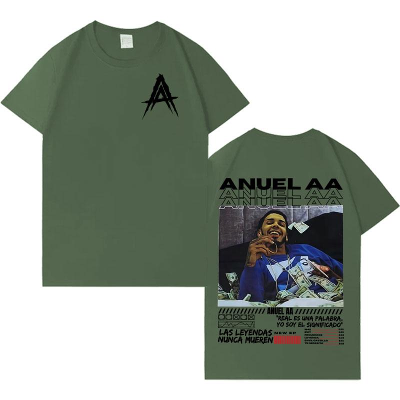 Rapper Anuel AA Real Hasta La Muerte 2025 Double Sided Print Harajuku T Shirts Men Women Fashion Tshirt Oversized Cozy Tshirts