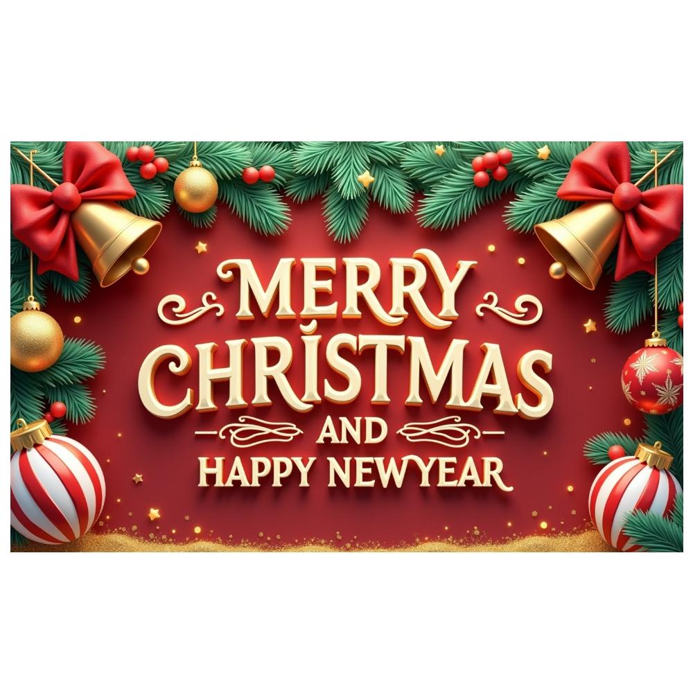 New Year Event Banner Red Bow Holiday Banner Christmas Decoration Banner Christmas Tree For New Year Celebration Holiday Event