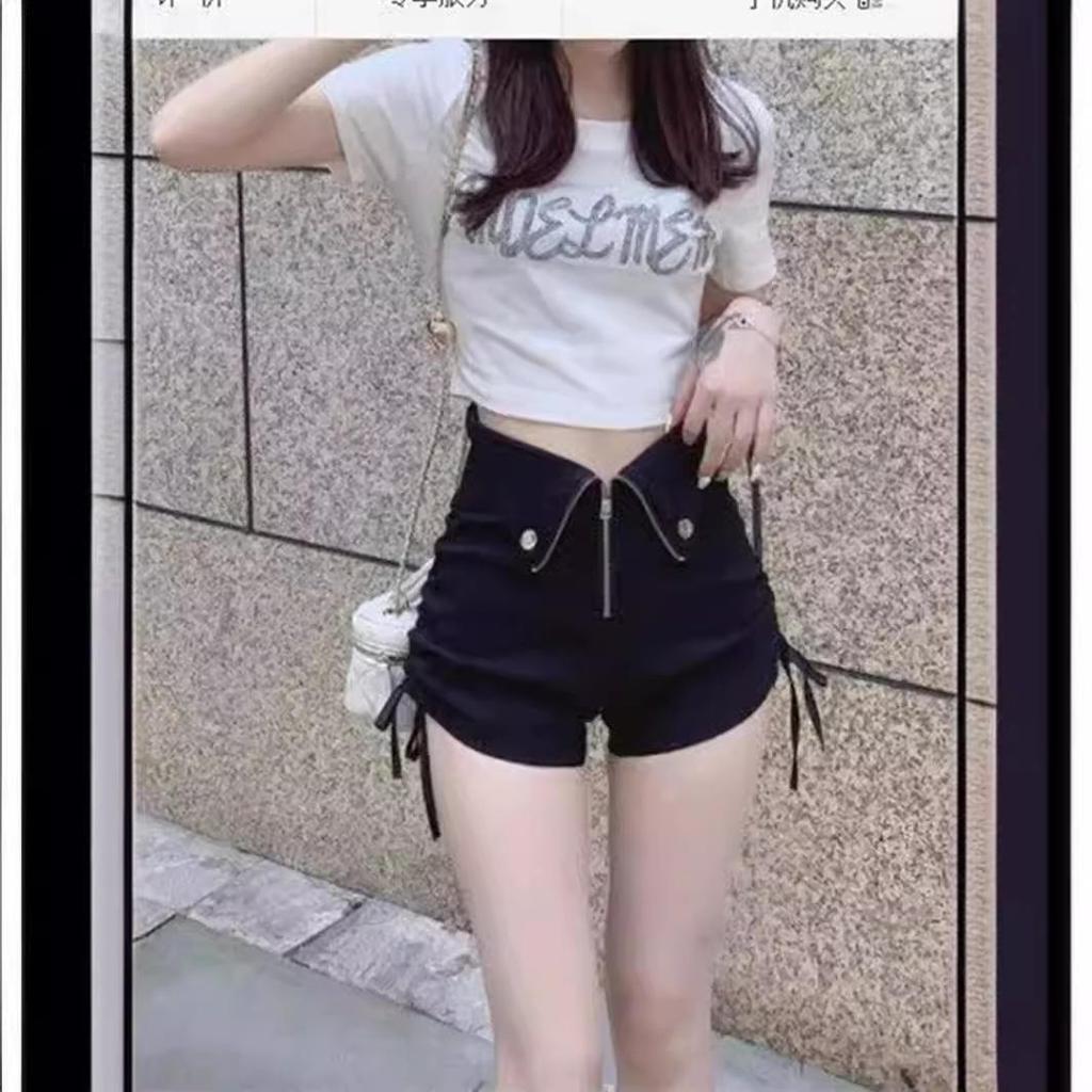 High-Waisted Black A-Line Drawstring Shorts for Women – Trendy Petite Summer Style