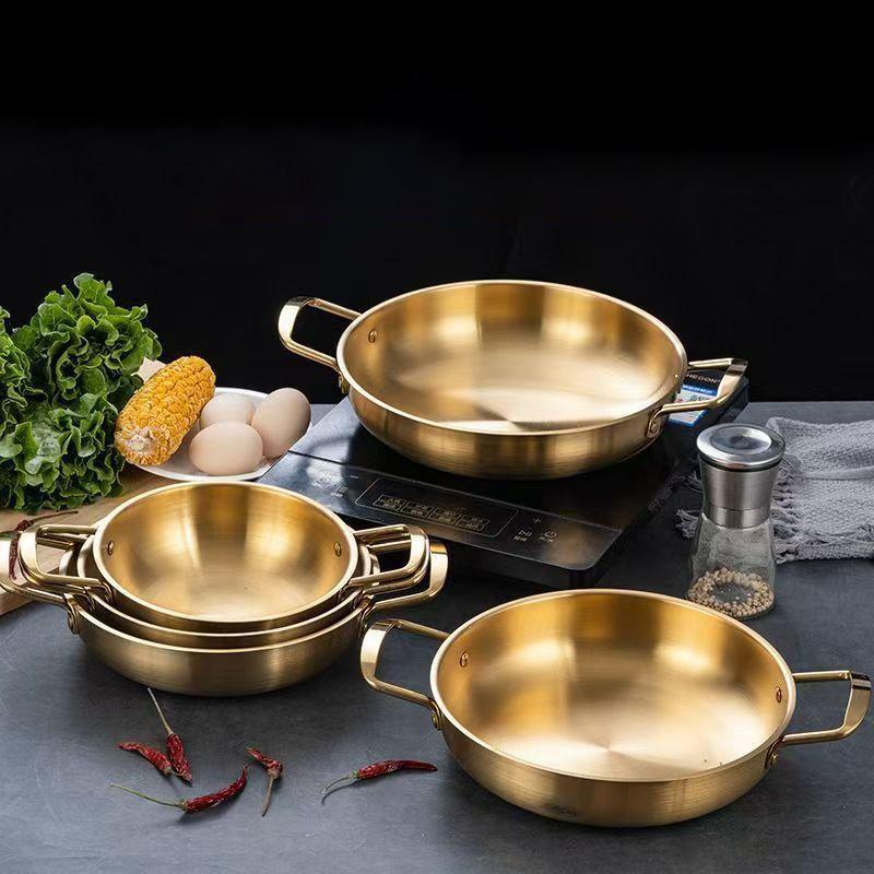 Solid Korean Stainless Steel Noodle Pot; Frying Pans; Long-lasting Cooking Pots; Seafood Snack Plate Kitchen Tools.