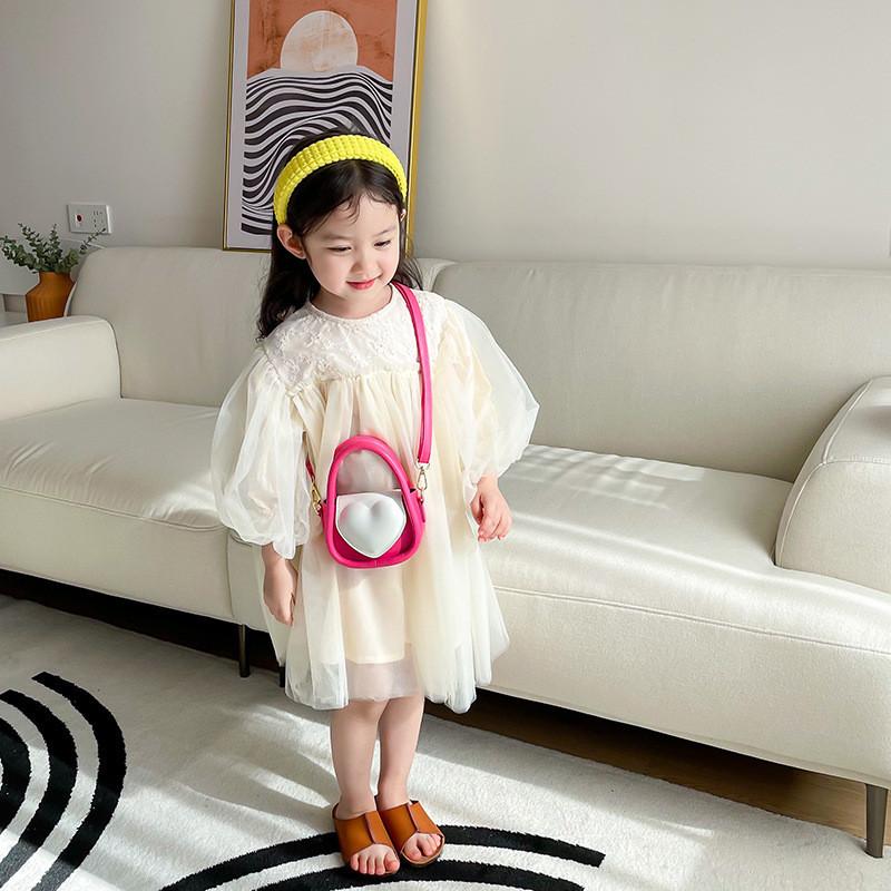 Trendy Kids Mini Crossbody Bag For Girls Cute Heart Design Pu Leather