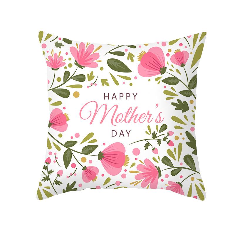 New Mother's Day Printed Pillow Cover Peach Skin Home Sofa Decoration Pillow Bedroom Cushion Pillow Cover