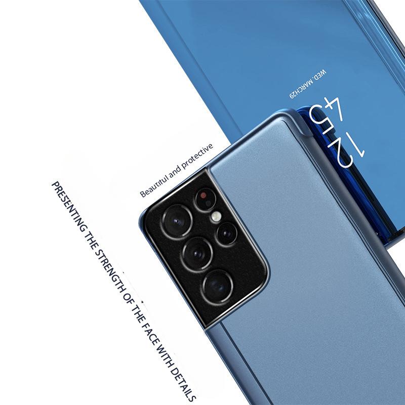 Étui à rabat miroir en cuir pour Samsung Galaxy S25 S25Ultra S25 Edge S24 S23 S22 S21 S20 Note20 10 9 8 Support Housse de téléphone Funda