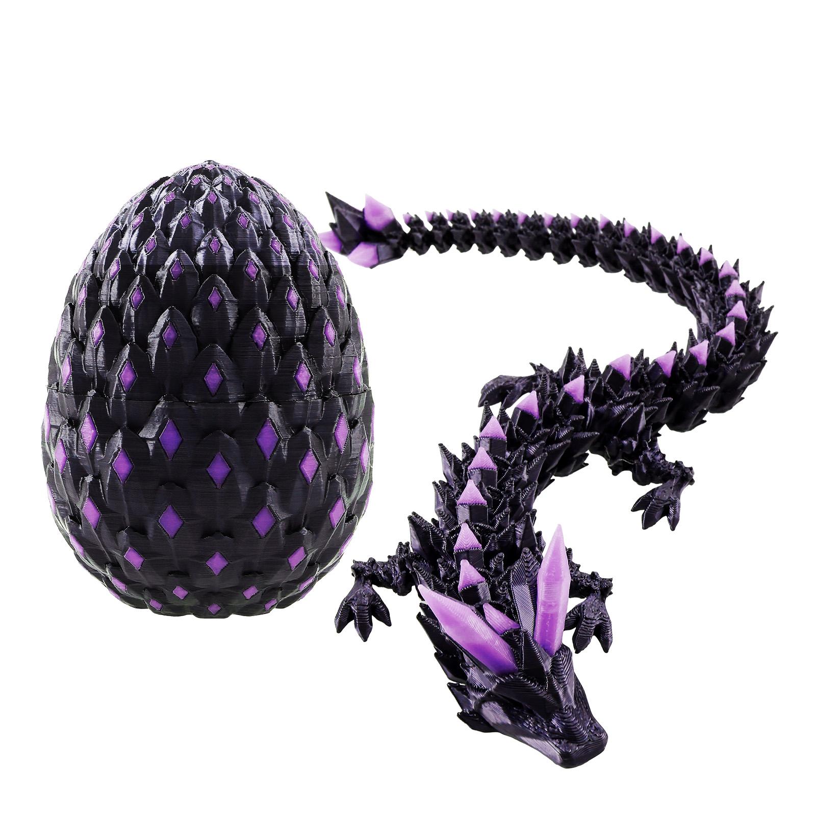 

3D Printed Dragon Egg Luminous 3D Dragon Egg Figurine Flexible Display Mystery Easter Toys Stress Relief for Home Office Decor фіолетовий