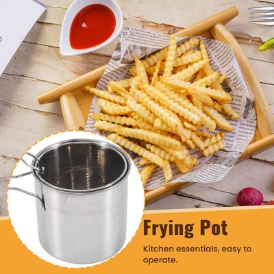 A20F-Japanese Tempura Frying Pot Stainless Steel Frying Pot With Strainer Basket Tong For French Fries Chicken