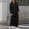 ZANZEA Damen Casual Langarm Herbst Hoodies Sweatshirt Kleid