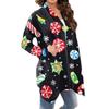 Women's Fashion Casual Christmas Print Medium Length Cardigan Jacket Coat