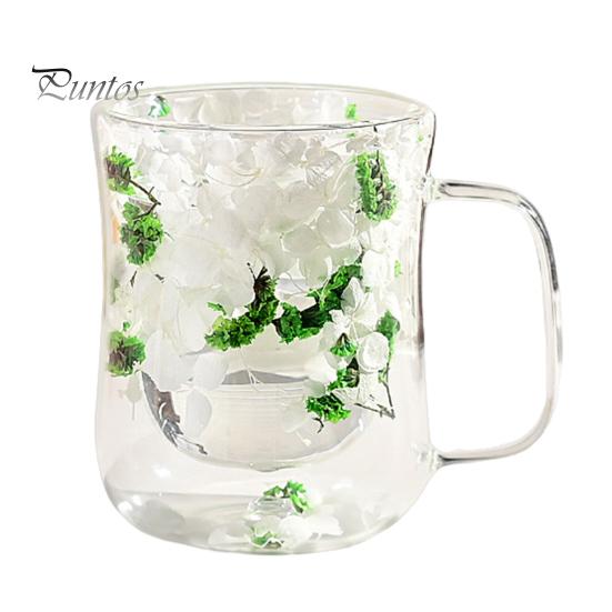 

220/300 мл Двойные стеклянные чашки с изолированной ручкой Прозрачные стеклянные кофейные кружки Термостойкие цветочные кружки для чая S D