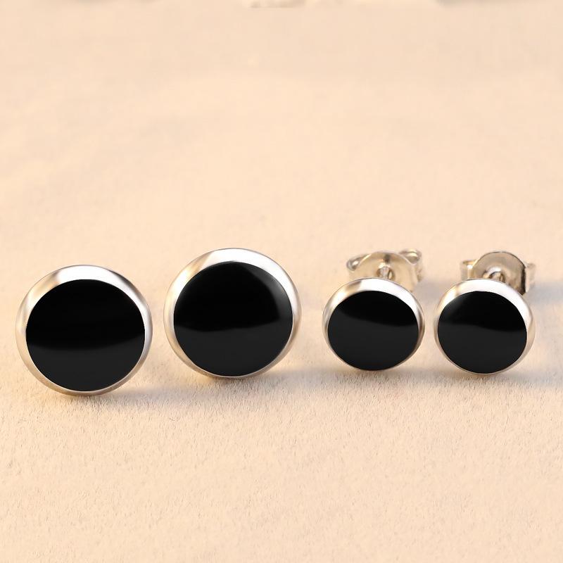 Punk Style Personality Black Earrings Hip-hop Street Trendy Men Round Earrings