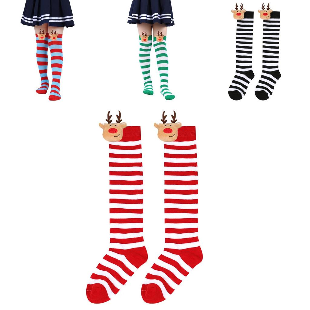 New Arrival Kids Christmas Socks With Cute Cartoon Deer Plush Toy Polyester Fabric Friction Resistant
