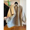 Women's Oversized Short Trench Coat with Lapel Collar and Single Breasted Design
