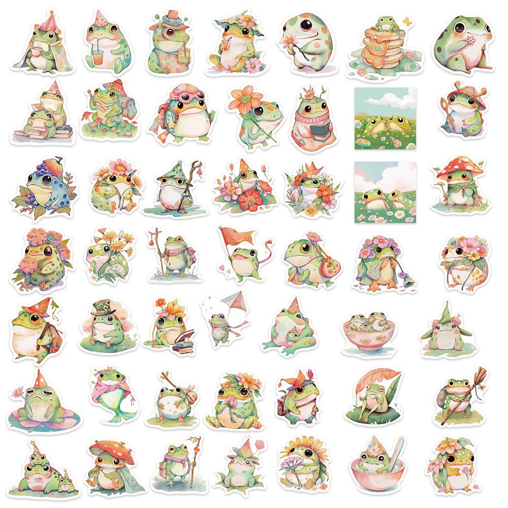 50-Piece Original Colorful Juicy Chubby Frog Stickers - DIY Waterproof Decor for Guitars, Notebooks, Luggage, Phone Cases