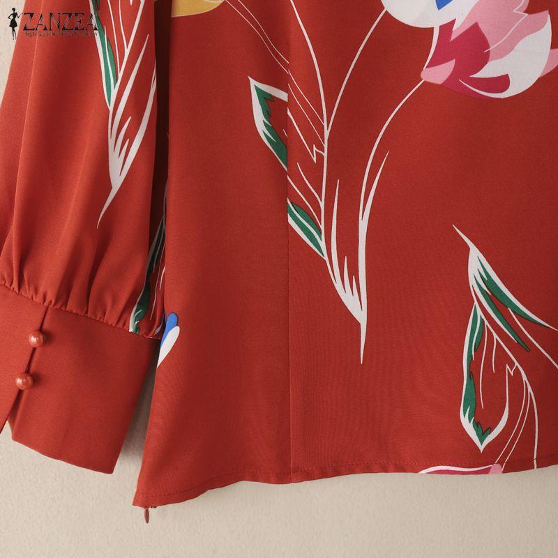 ZANZEA Women Casual Square Collar Summer 3/4 Sleeve Print Blouse