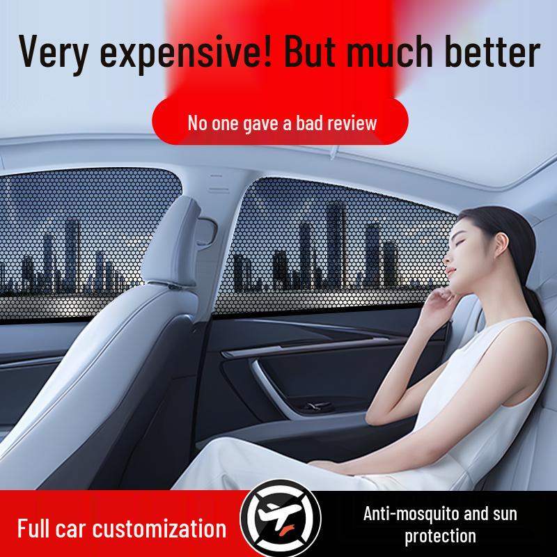 Car Window Anti-Mosquito Mesh Sun Shade & Privacy Curtain with Sun Protection