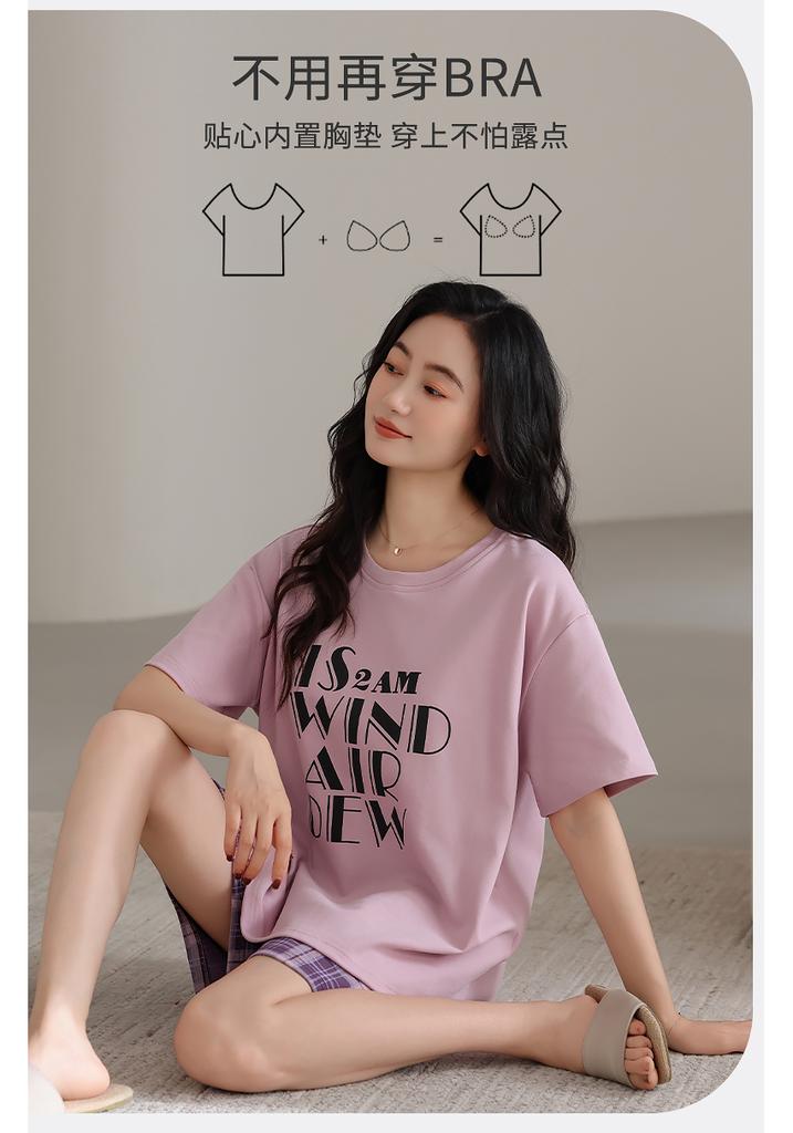 Flower Blossom Liying Women's Simple Sweet Potato Purple Comes with Cup Mat Anti protrusion Point Women's Pajamas HK
