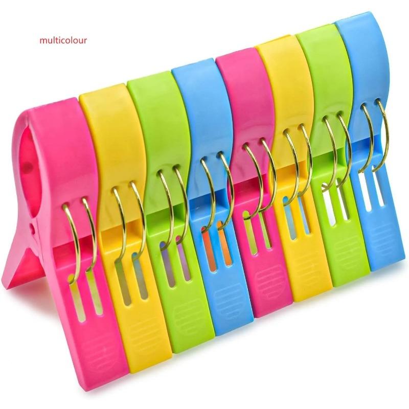

Beach Towel Clips Chair Clips Towel Holder,Plastic Clothes Pegs Hanging Clip Clamps, Yellow,blue,green,red
