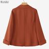 ZANZEA Women Casual Turn Down Collar Long Sleeve Thin Cardigan Blazer