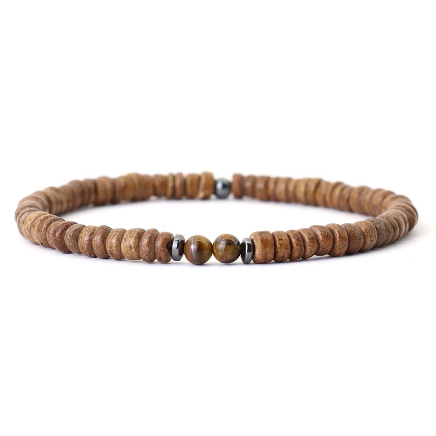 Noter New Men Natural Coconut Bead Bracelet Vintage Meditation Wooden Braclet Hematite Healing Braslet Tiger Eyes Stone Pulsera
