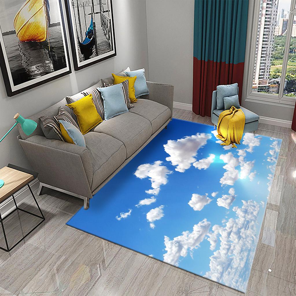 Cloud Carpet Blue Sky White Clouds Rainbow Rugs Doormat Anti Slip Floor Carpet Bathroom Kitchen Rugs Bathroom Living Room Decor