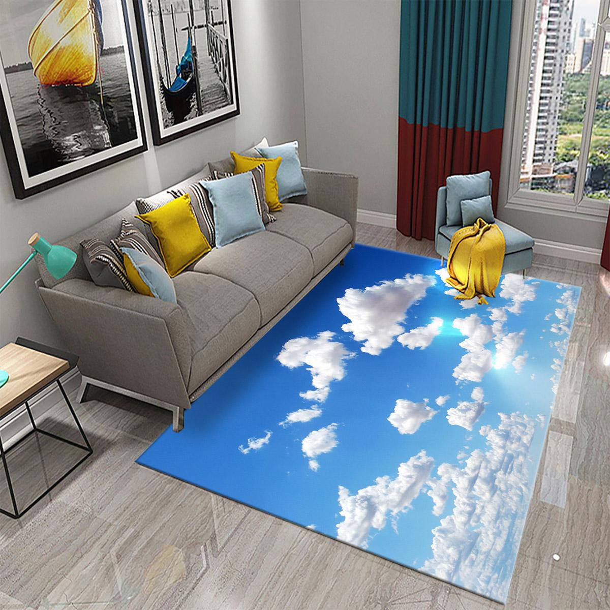 

Килимок для дверей Нековзкий килимок для ванної кімнати Кухня Килимок для ванної кімнати Вітальня Хмарний килим Синє небо Біла хмара Райдужний килимок 40x60cm