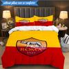 3PCS AS Roma1 Football Club Printed Soft Bedding Set,Including 1pc Duvet Cover And 2pcs Pillowcases Perfect for Bedroom, Dormitory, Fan Gift