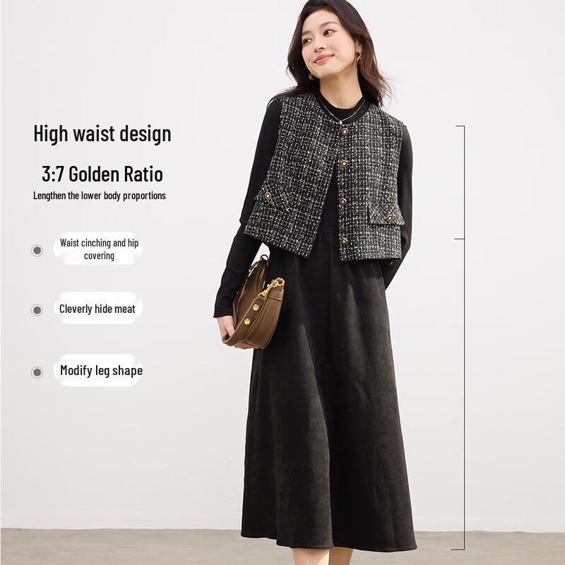 Hstyle Elegant French Commute Vest Dress & Pants Set