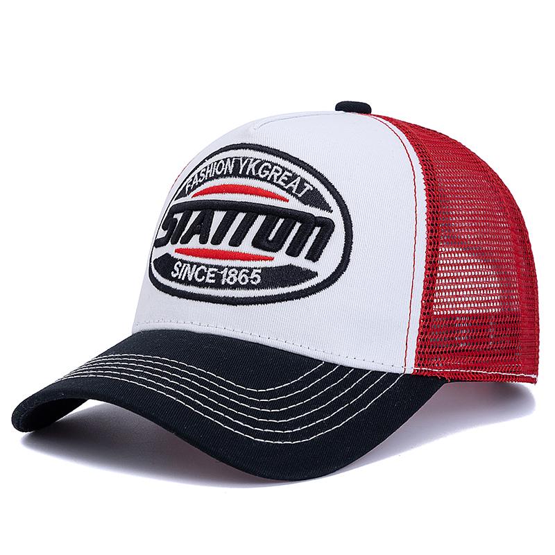 Unisex Baseballkappe Classic STATION Buchstabenmuster Mesh Cap Herren und Damen Atmungsaktive Streetwear Sommer Trucker Hat