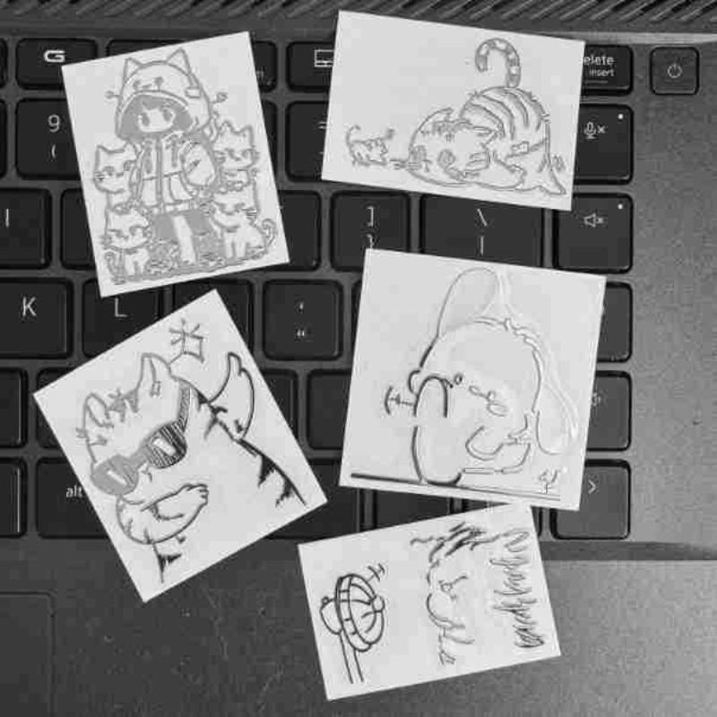 Waterproof 3D Metal Stickers With Girl And Cat Cartoon Characters For Phone Laptop DIY Decoration Creative Aesthetic Style