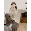 Autumn and Winter New Double Zipper Lapel Knitted Cardigan Women's Solid Color Sweater Jacket Loose Style Top Trendy