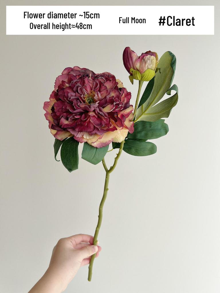 High-Quality Burnt Edge Silk Peony - Artificial Flower for Home Decor & Photography