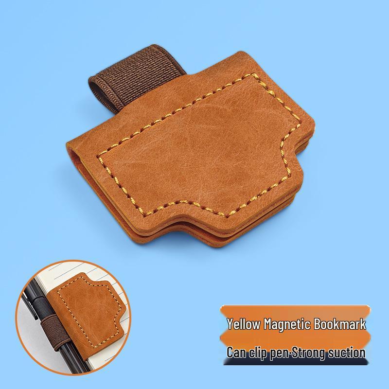 Crazy Horse Leather Double-Sided Magnetic Bookmark Clip